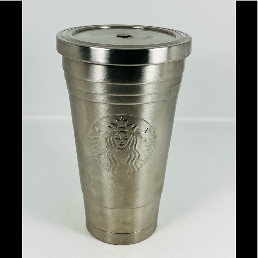 Starbucks 2012 Stainless Steel Silver Embossed Cold Cup Tumbler 16oz No Straw
